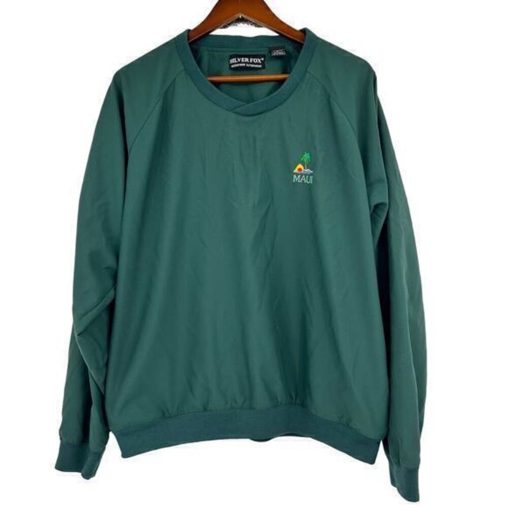 VINTAGE microfiber outerwear green pullover Maui Hawaii unisex men's size large